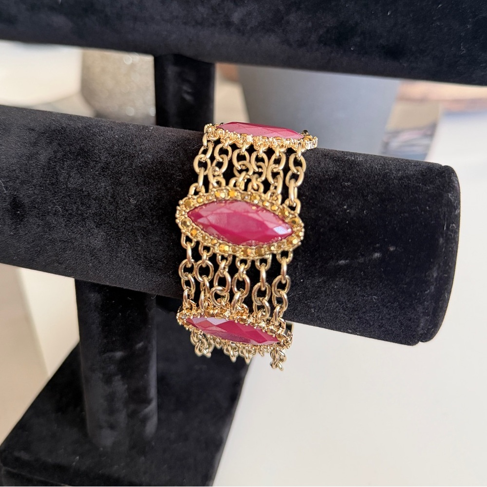 Elegant Gold and Fuscia Jessica Simpson Bracelet